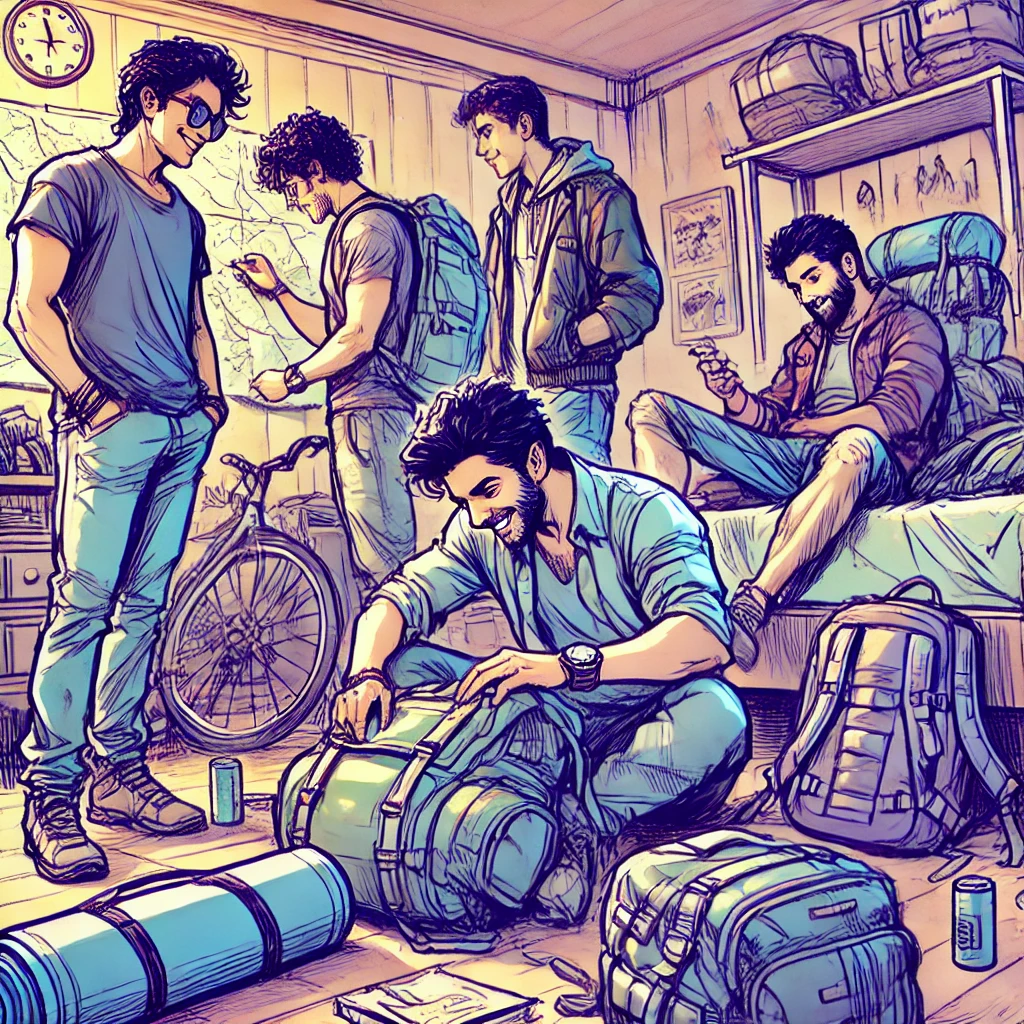 Friends preparing for their journey to Kuari Pass