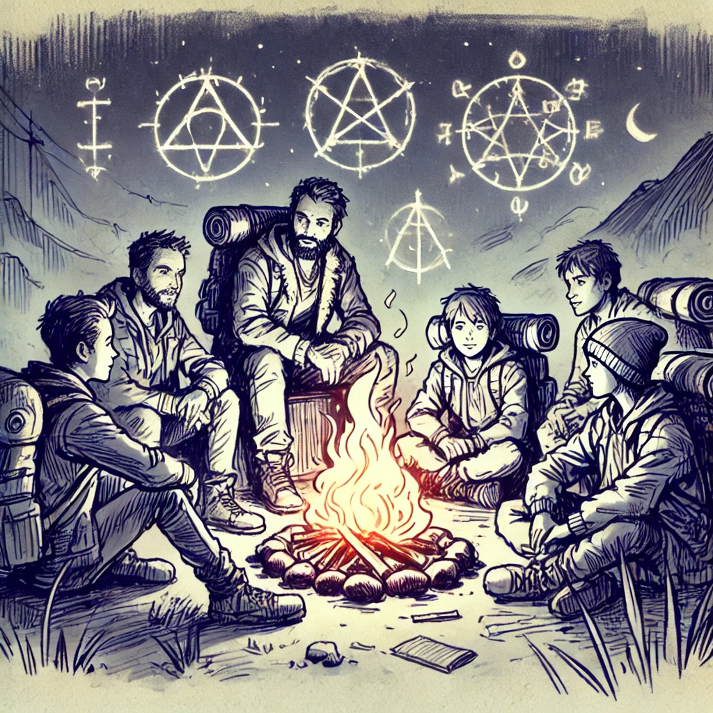 Friends discussing the possibility of following the mysterious symbols