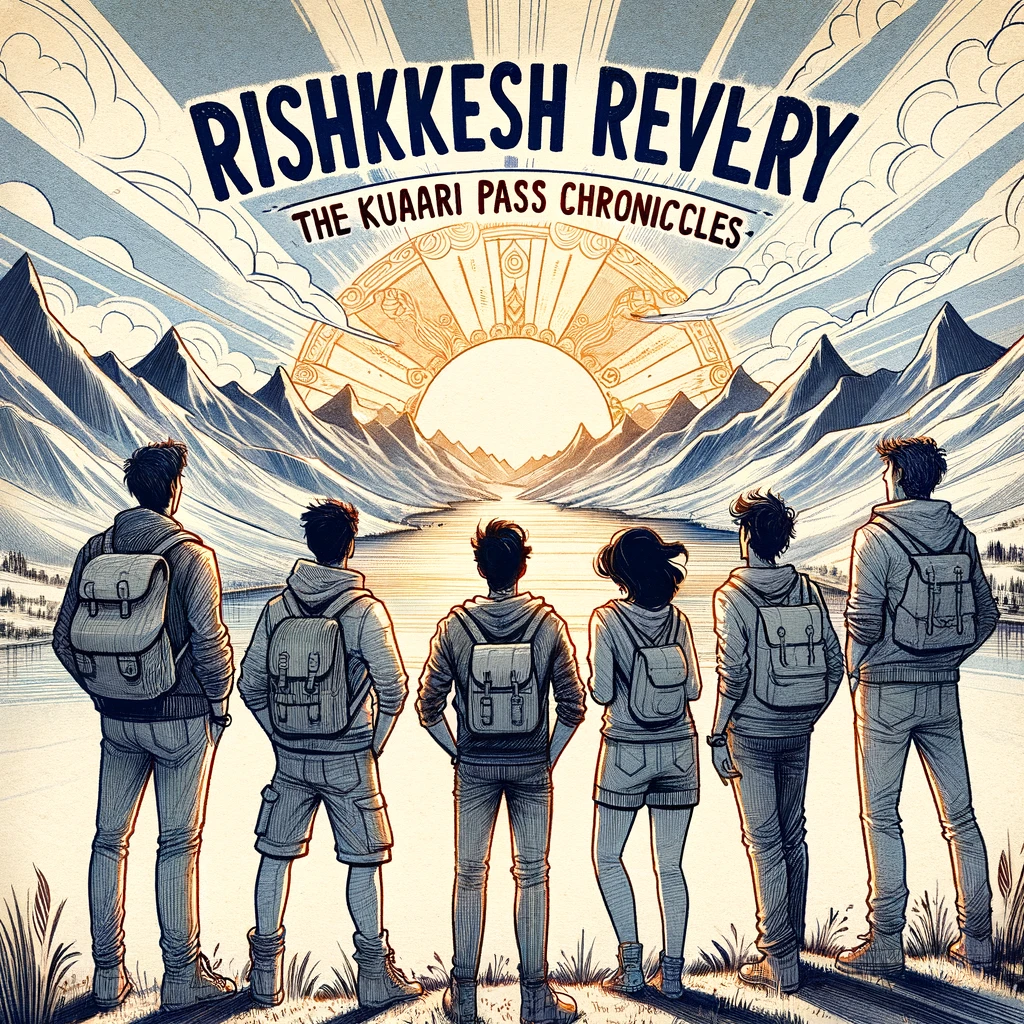 Title page featuring five adventurous friends continuing their journey to Kuari Pass